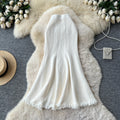 Frenchhigh waisteasiest for match skirt women fall and winter2025new arrivalclassy slimming look silm tassel fishtail knitting skirt