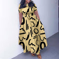 summer new fashion cross-border  elegant women's tie-up printed plus size european and american style dress