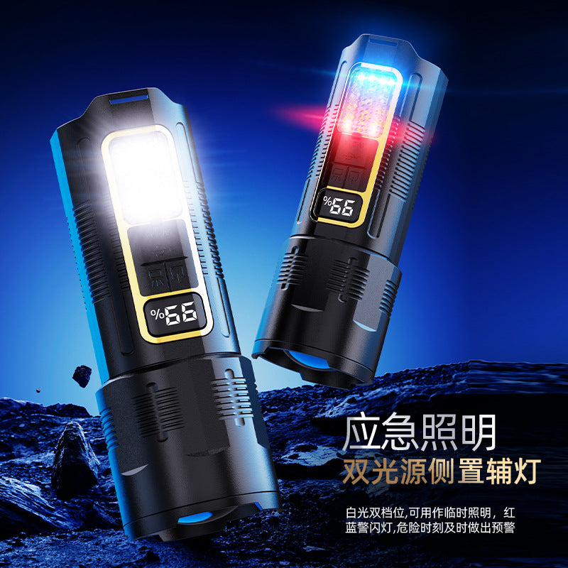 Cross-border new strong light flashlight usb charging outdoor lighting 30W white laser flashlight with COB work light