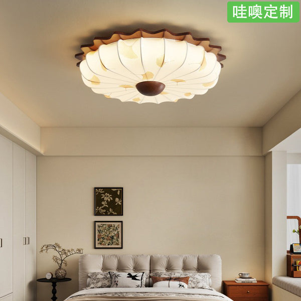 [Wow] Medieval ceiling light New Chinese Zen retro printing light Wabi sandy wind walnut color room light