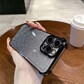 Suitable for apple 16pro four-corner anti-fall electroplated mobile phone case iphone15/14 glitter ring holder protective cover