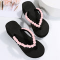 Spring/summer new roman style wedge flip-flops with rhinestone and pom-pom detail, ready-to-wear sandals, dropshipping available
