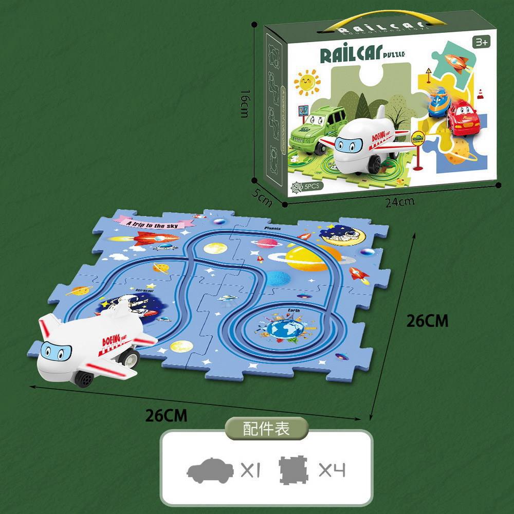 puzzle track car diy free assemble multi-scene map track electric car kids educational toy