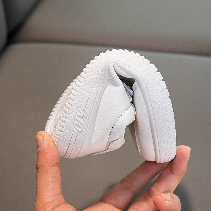 Children's school performance small white shoes Velcro soft-soled sports shoes spring and autumn boys and girls low-top casual shoes