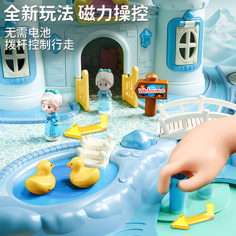 New arrival play house magnetic toy princess doll house small doll girl girl villa suit birthday gift