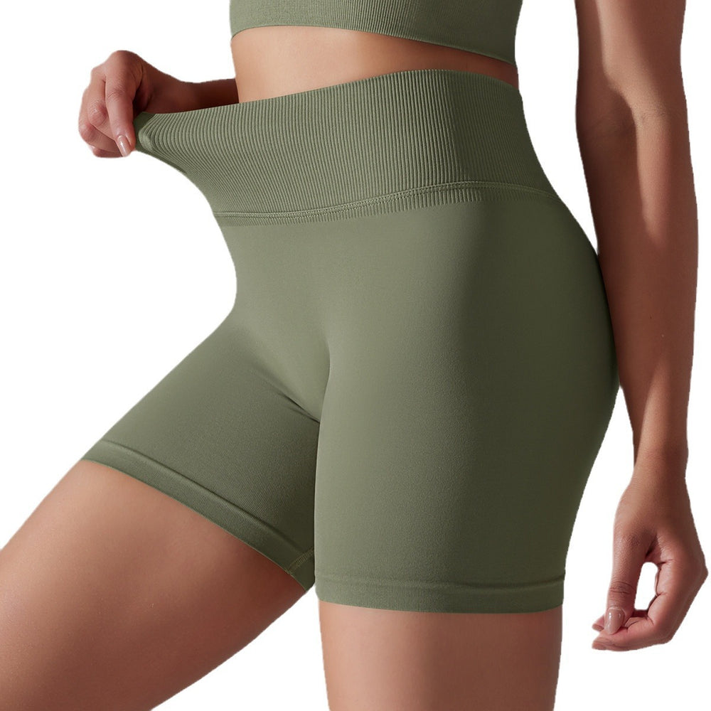 European and american high-waisted butt-lifting seamless quick-dry breathable yoga workout shorts for women - running, training, and fitness