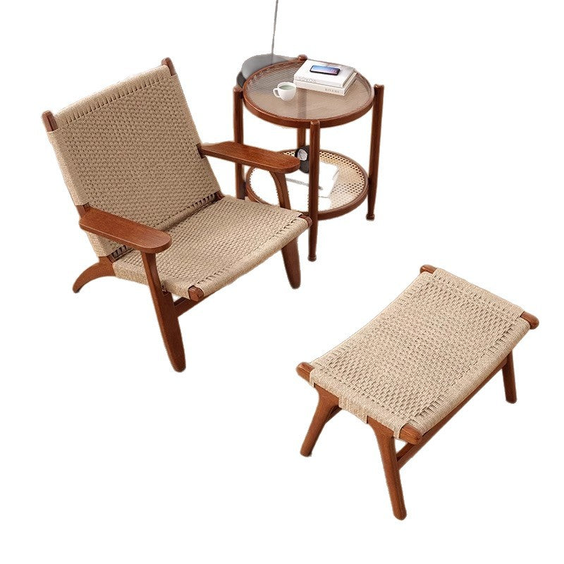 Solid wood sofa chair balcony leisure chair medieval style rattan chair living room lounge chair for homeb&b saddle chair