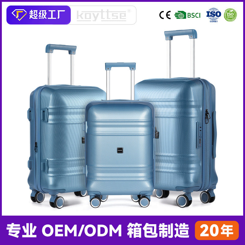 Cross-border PC universal wheel fashion trolley case three-piece set business travel can be boarded thickened wear-resistant password box wholesale