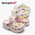 Spongebob squarepants height increasing soft sole closed-toe slippers women's summer non-slip odor-resistant student outdoor clogs women's sandals