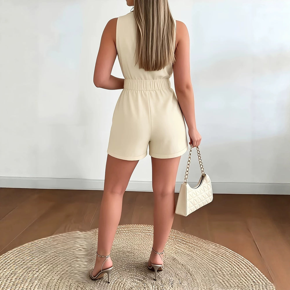 Women's  spring/summer fashion casual minimalist solid color wide-leg jumpsuit versatile romper summer women's