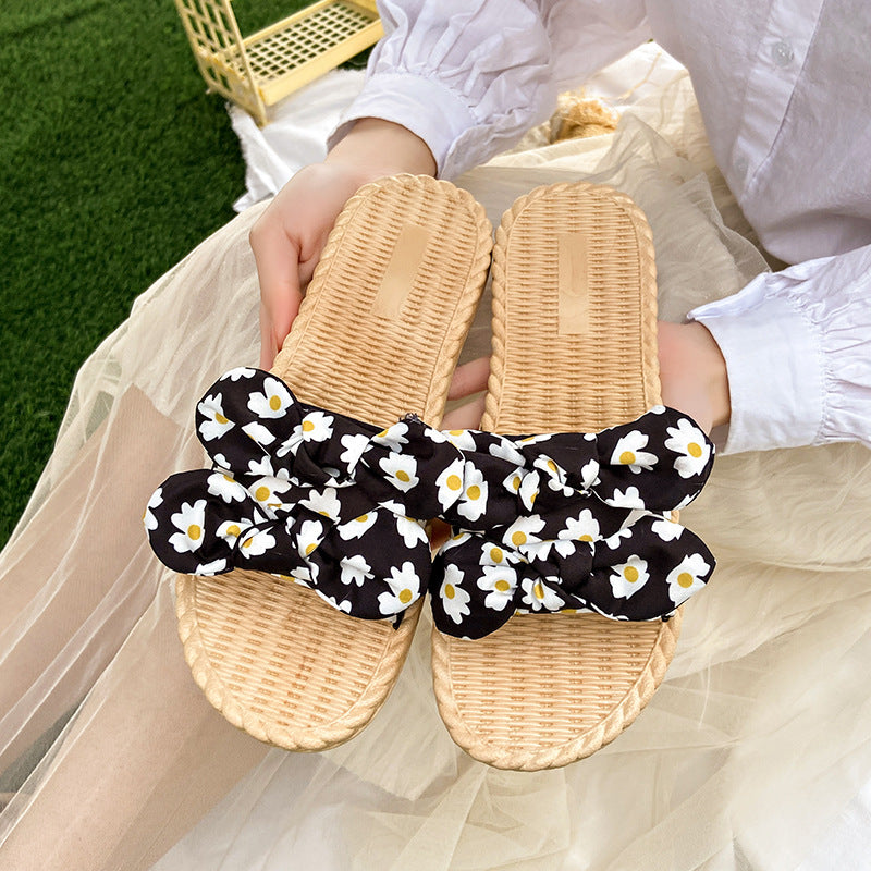 Summernew arrivalflower sandals and slippers for women outwear small fresh bows soft bottomnon-slip beach shoes flip-flops