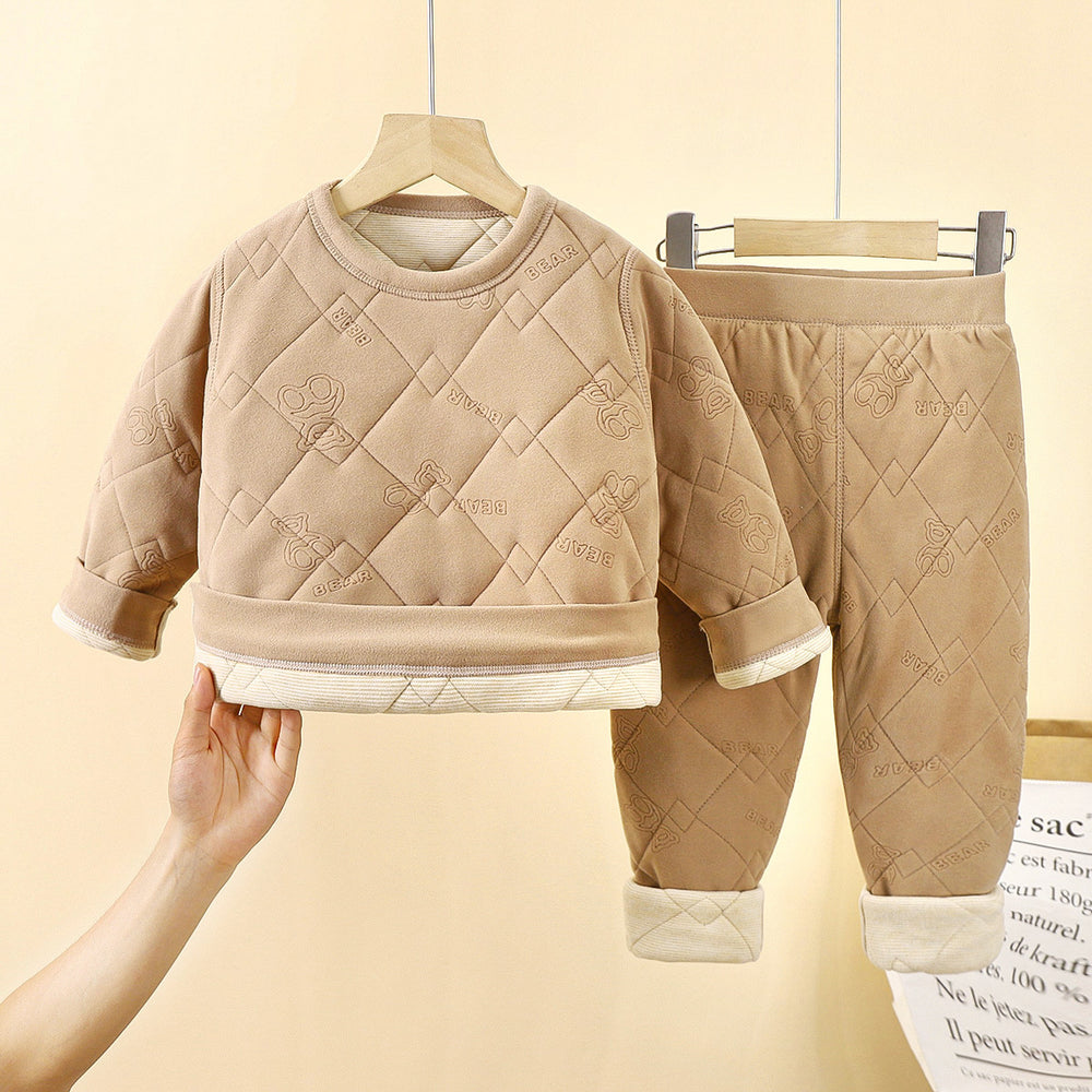 Kids school uniform handy gadgetfall and winternew arrival three-layer quilted cotton boys' cotton coat fleece-linedthickened inner layer girl's cotton jacket type a