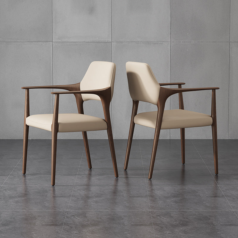 Italian normcore backrest chair scandinavian solid wood leather art negotiation chair designer for home house study dining room dining chair