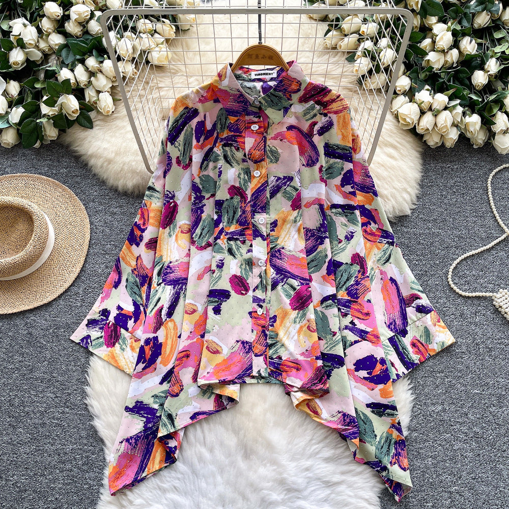 Korean style commute chic: skin-friendly, breathable printed shirt for women - new spring collection, long sleeve, loose fit, open front cardigan, stylish and trendy top