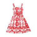 Girls' dress - new spring/summer  collection: european & american casual resort style, printed sleeveless button-up tie-waist dress
