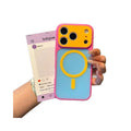 Suitable for apple 17pro mobile phone case summer candy contrasting color iphone16 anti-fall dopamine fine hole magnetic suction case