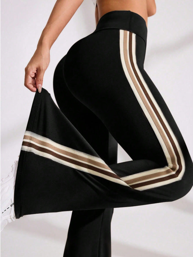 new arrivalcasual bootcut yoga pants high waist elastic pilates sports tummy control leg lengthening quick-drying bell bottoms