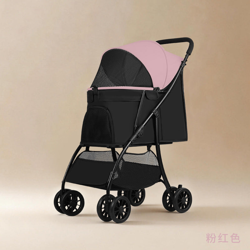 Pet stroller - lightweight & foldable for small to medium dogs & cats - one-click fold, large capacity