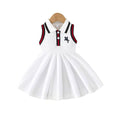 Children's clothing baby girl white sleeveless dress spring summer small horse embroider pattern vest