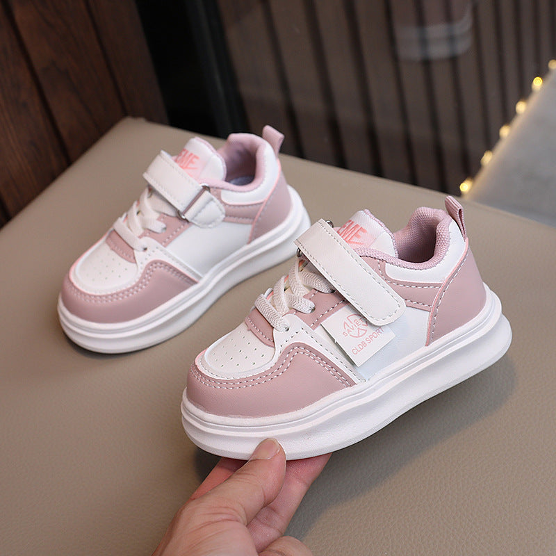 spring/autumn new children's sneakers: girls' soft-soled athletic shoes, boys' non-slip running shoes, white casual shoes