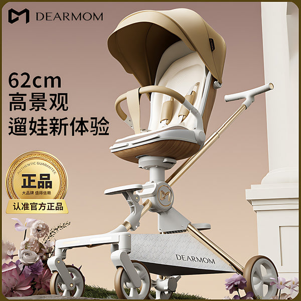 DearMoml Roman Holiday Baby Stroller Big White Cart High View Baby Walker Artifact Sit and Lie Light Baby Stroller
