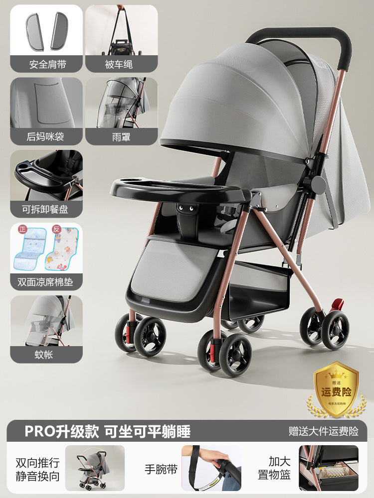 Baby stroller - convertible pushchair, lightweight & foldable, one-click fold, four-wheel design for easy walking, suitable for ages 0-3 years