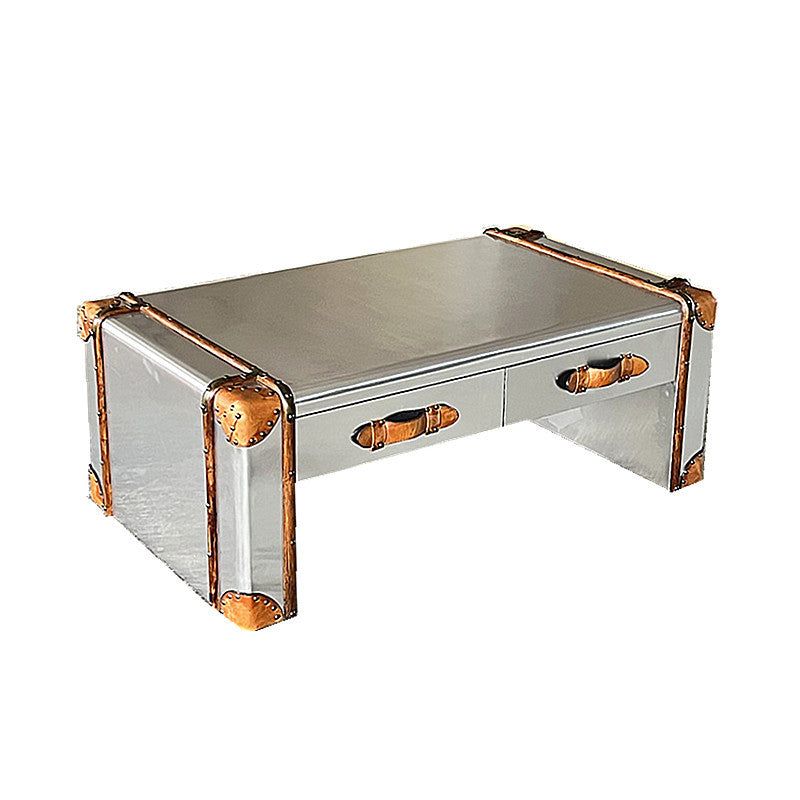 Industrial style office desk and chair combination american retro metal table creative aluminum leather studio office boss table aluminum leather