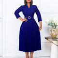 D426 independent station export women's clothing  autumn new v neck fashionelegantelegance pleated skirt fashiondress