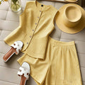 fashion  summer new striped sleeveless top + shorts set - commute & casual two-piece outfit