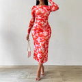 Spring & fall  european and american women's clothing printingsilm long skirt women's elegancedressclassy sense elegant
