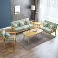 Solid wood sofa and coffee table set - modern minimalist fabric three-seater office chair for small apartment living rooms and rental properties