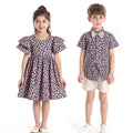 Boys' summer outfit set: travel short-sleeve shirt, matching brother & sister style, kids' beachwear set, floral shirt for boys