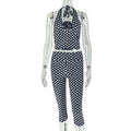 European and american style export sporty streetwear women's polka dot print pants set - halter top and skinny leggings two-piece outfit