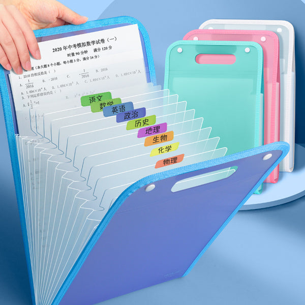 Huajie A4 Vertical Portable Organ Bag Folder Student Large Capacity Subject Classification Bag Test Paper Homework Storage Bag