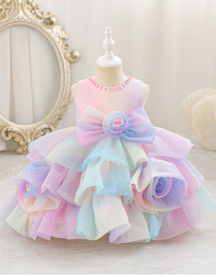 baby girl birthday first birthday princess dress gradient colorful skirt sleeveless girl dress european and american style in stock