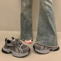 Vintage chunky platform sneakers for women - 2026 spring new arrival - height increasing, slimming, mesh breathable casual athletic shoes