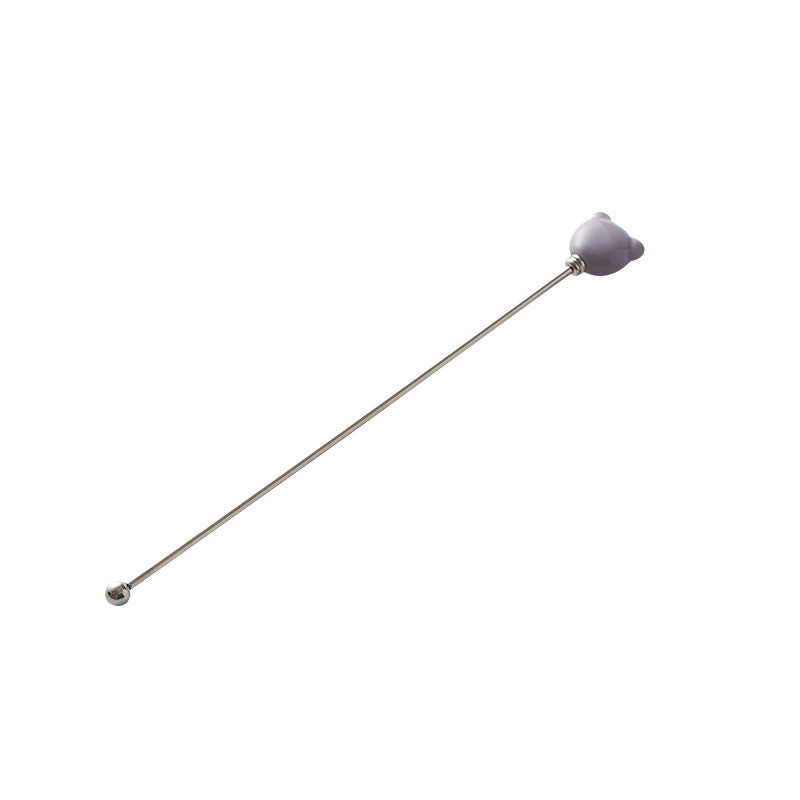 Candy-colored ceramic bear head stirring stick - anti-scald, high-style coffee stirrer & 304 stainless steel wine stirrer