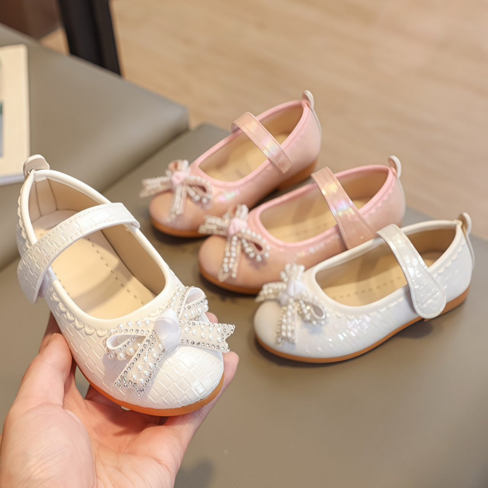 Girls' princess shoes - new spring/autumn  collection: stylish crystal embellished leather shoes for little girls, soft sole flats