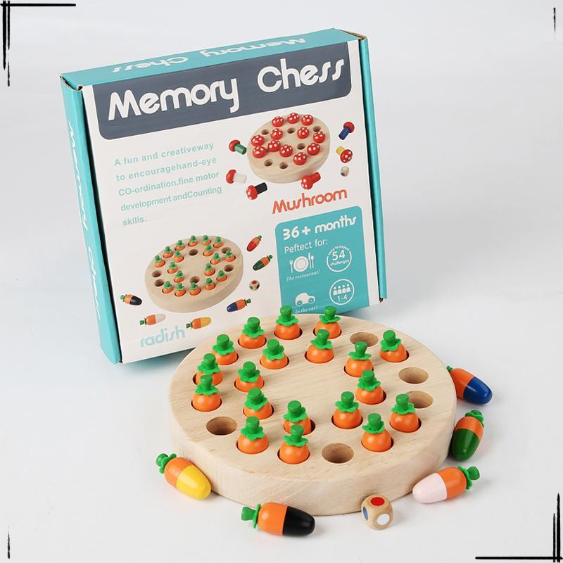 New Radish Memory Flip Chess Full Set of Double Play Leisure Logic Children's Toys Advanced Wooden Puzzle