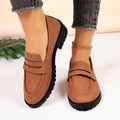 plus sizethick sole british style small leather shoes for women spring & fallnew arrival thick heel flatsthick soleplus sizeeasiest for match loafers