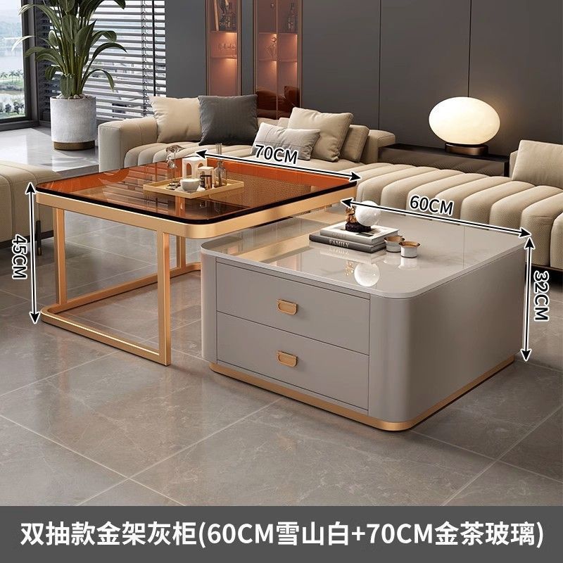 Rock slab coffee table accessible luxury modern casual square small apartment popular living room for home glass new arrival marble table