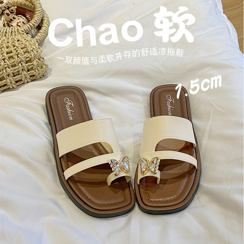 Women's slip-on thong sandals - new spring/summer 2025 korean style retro casual vacation roman sandals