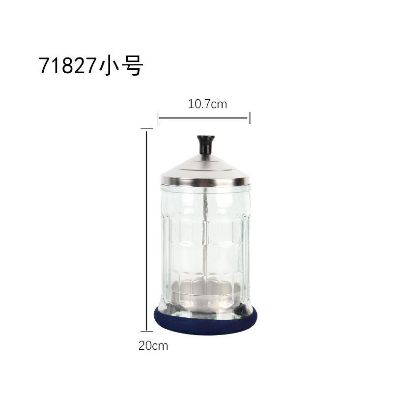 Special glass disinfection bottle for hair salon, hair tool comb scissors razor disinfection tank, stainless steel cover disinfection bottle