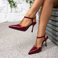 Women's high heel sandals fashion party burgundy stiletto heels fashion pointed toe minimalist high heels new women's shoes