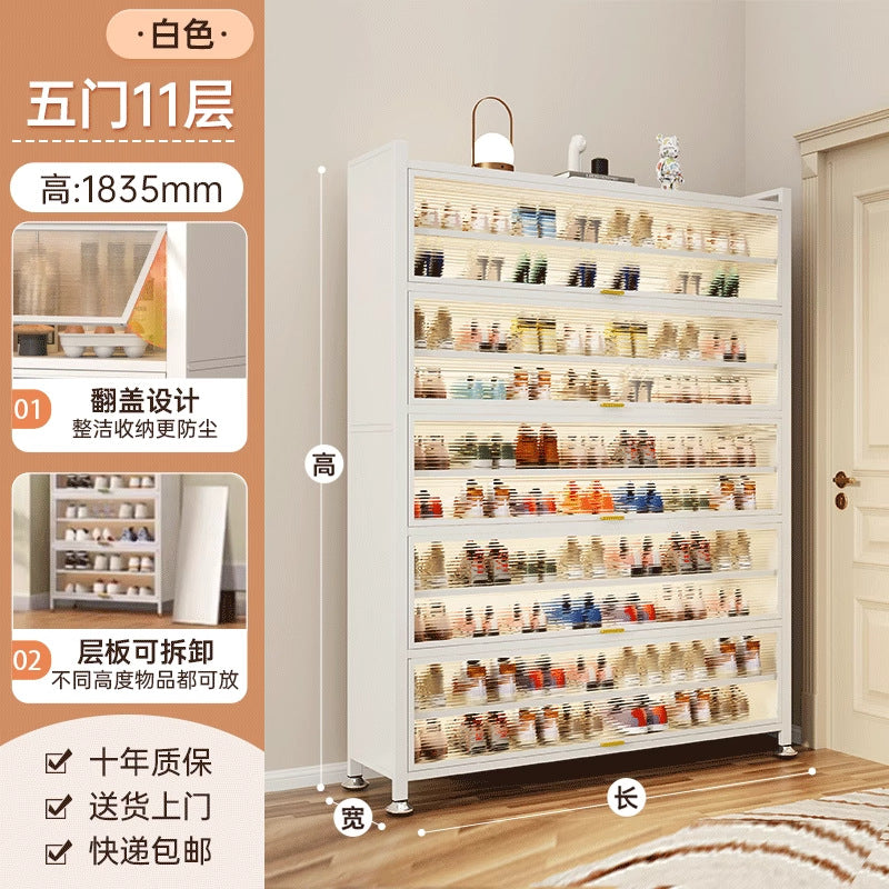 Household steel shoe cabinet, entrance door, large-capacity storage shoe cabinet, floor-standing multi-layer dust-proof shoe rack, rental house