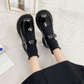 Women's high heels: new autumn 2025 collection - round toe, chunky heel, versatile retro japanese style leather mary janes in black