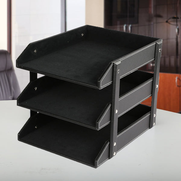 File rack directly from the manufacturer, leather three-layer assembly file rack, data rack, personalized creative desktop data storage rack