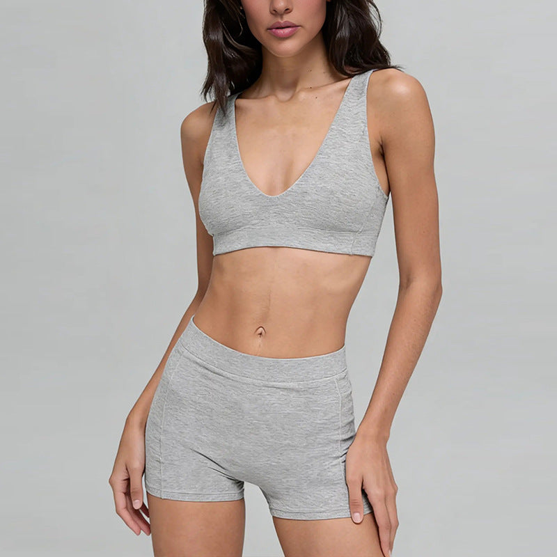 new arrival push-up bubble wrap belt chest pad running sports intimates bra high waist three-quarter shorts yoga suit