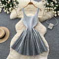 Korean style sleeveless striped gradient knit dress - women's summer high-waisted a-line slimming versatile chic work dress