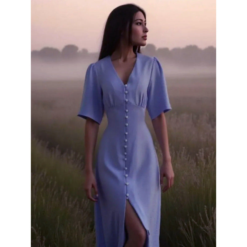 early spring new french casual chic dress - button-down design, slim fit, perfect for banquets, cocktail parties, and tea time